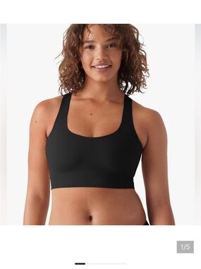 True & Co $58 True Body Low-Impact Racerback Bra Black Large NWT